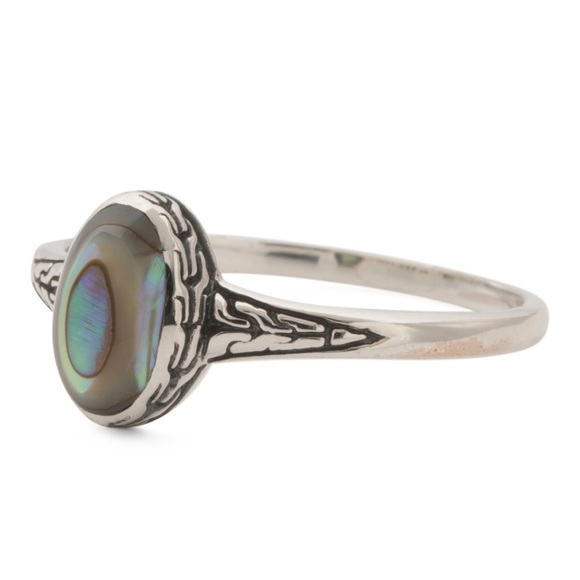 Anna Witt Made In Bali Sterling Silver Abalone Wheat Chain Ring Size 6 - Picture 1 of 2